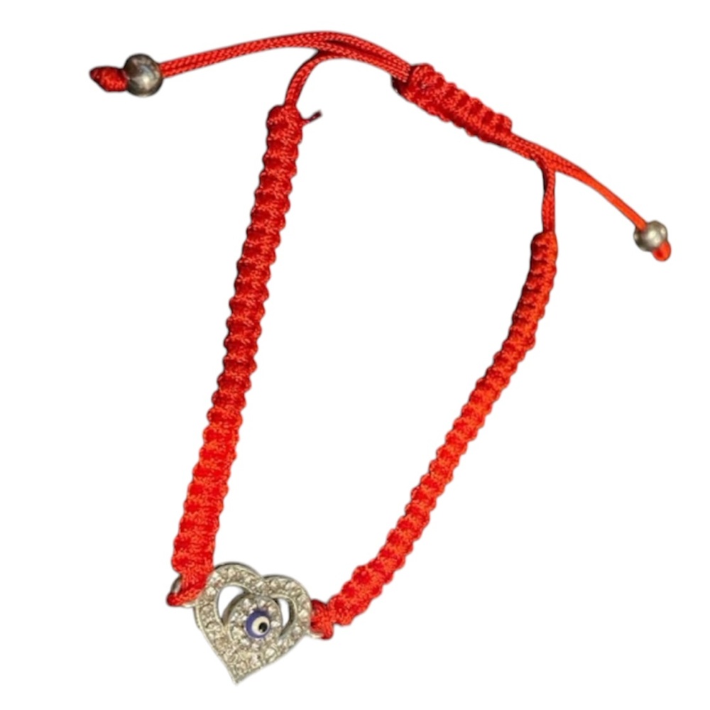Heart - Evil Eye/Hand of Fatima - Bracelet Adjustable Lucky Red String Kabbalah